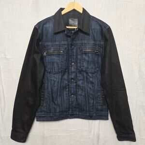 Guess Womens Vintage Y2K Street Style Casual Glam 2 Tone Denim Trucker Jacket M